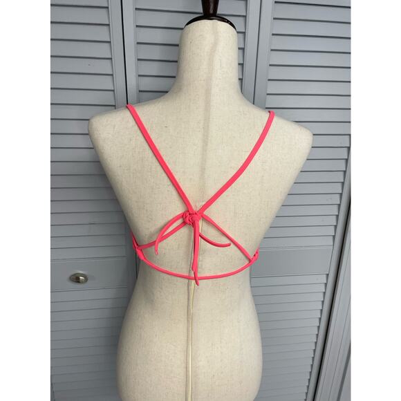 Victoria’s Secret hot pink ruffled bikini swim top push up womens size 34 B - Picture 3 of 5